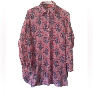 Oliphant Pink and Blue Floral Button Down Shirt